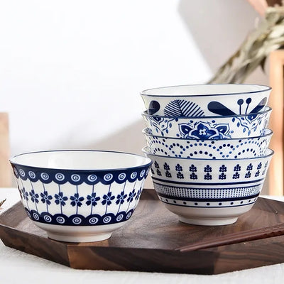 Ceramic - Bowl - Gift Set - 5inch Japanese Floral - Rice, Salad, Soup Bowl