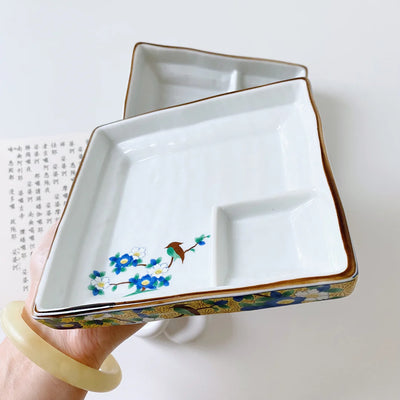 Ceramic - Dim sum, Sushi, Small Bites Starter/Serving/Chip & Dip Dish - Square Small