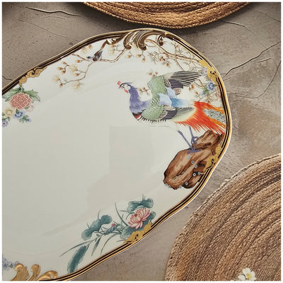 Ceramic - Vintage Floral White - Platter - Oval