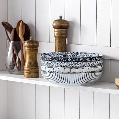 Ceramic - Pasta Bowls Set of 4 pieces - Vintage Blue