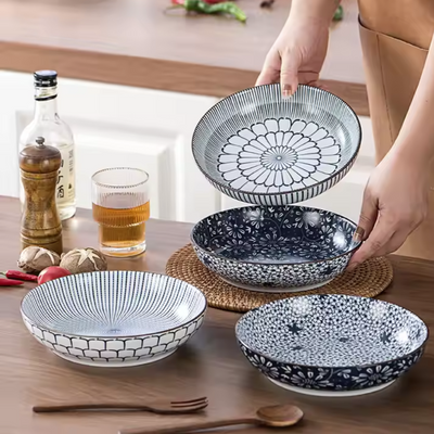 Ceramic - Pasta Bowls Set of 4 pieces - Vintage Blue