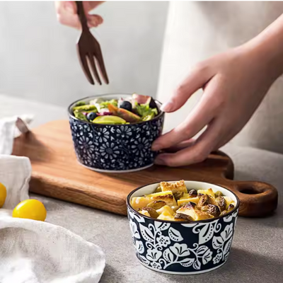 Ceramic - Ramekins Multi Purpose Bowls Set of 4 pieces - Vintage Blue