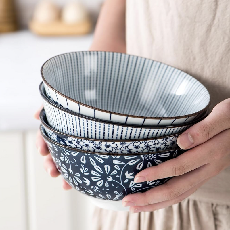 Ceramic - Ramen Bowls Set of 4 pieces - Vintage Blue