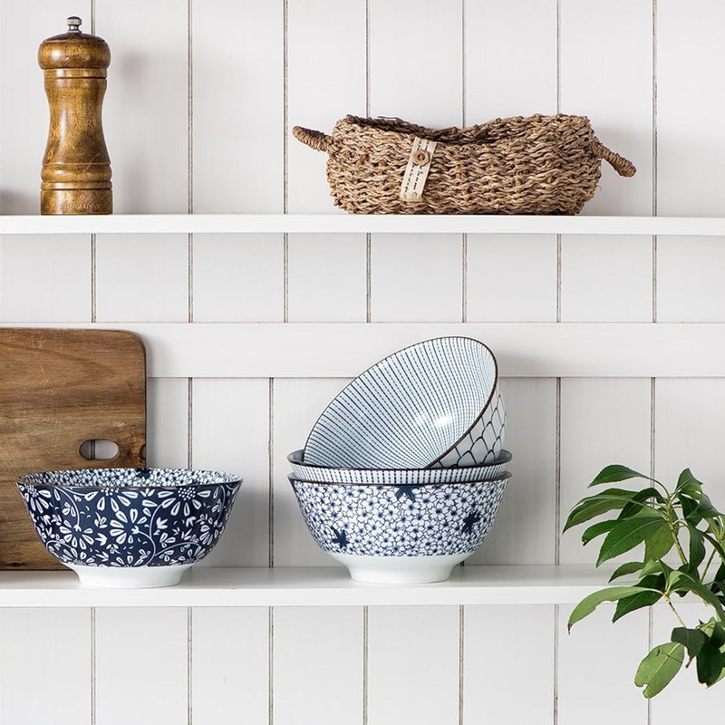 Ceramic - Ramen Bowls Set of 4 pieces - Vintage Blue