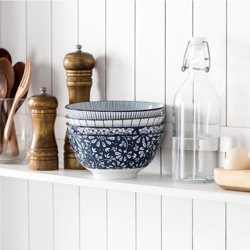 Ceramic - Ramen Bowls Set of 4 pieces - Vintage Blue