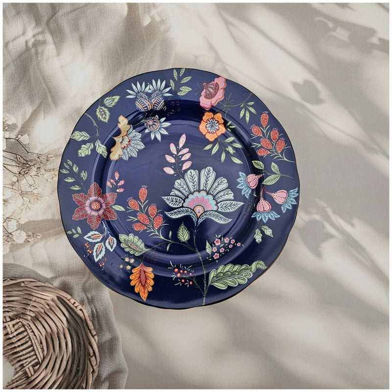 Ceramic - 10 Inch - Round Dinner Platter Plate - Oxford Blue