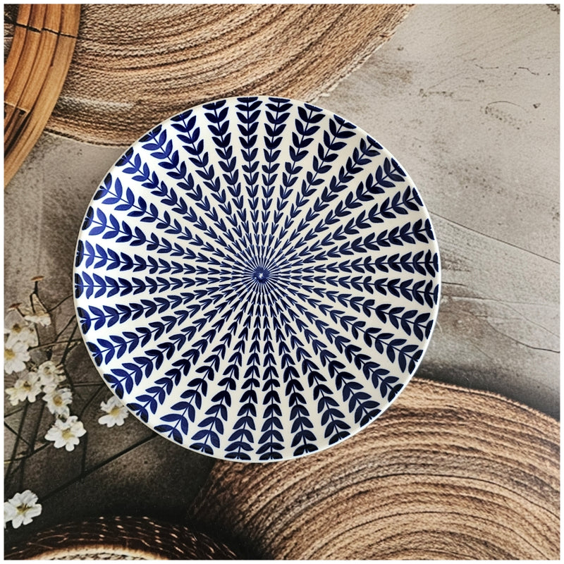 Ceramic - Nordic 8 Inch - Flat Plate - Pasta, Fruit, Salad Plate - Set of 2 - Blue Illusion