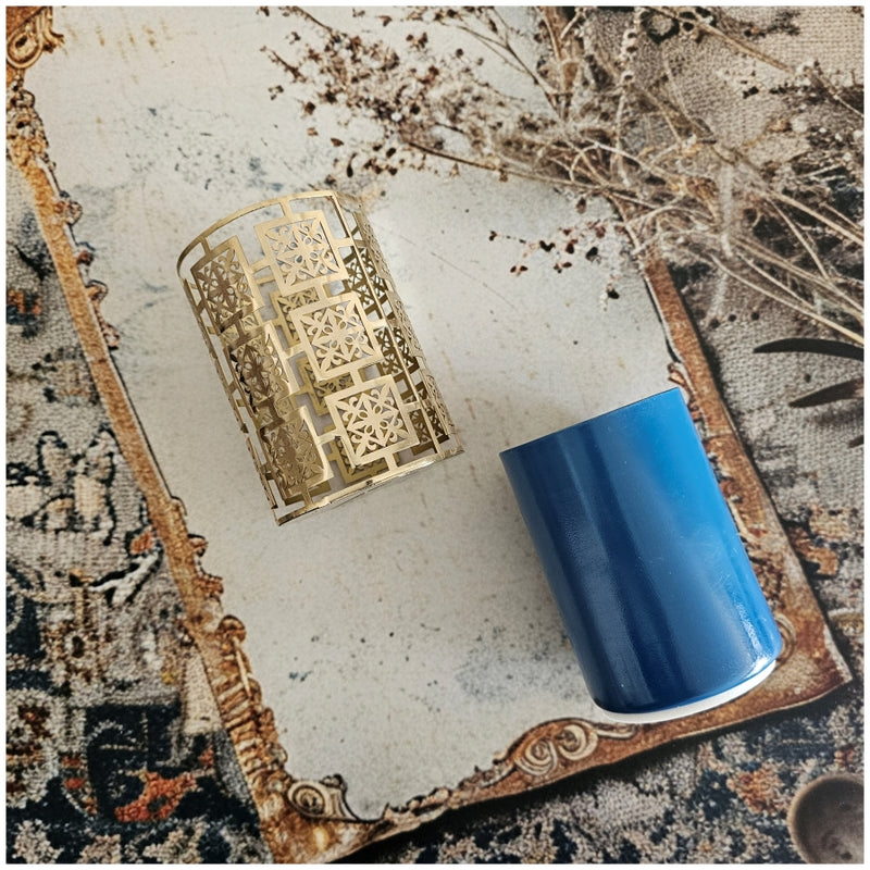 Candle - Laser Cut - Gold - Moroccan Blue