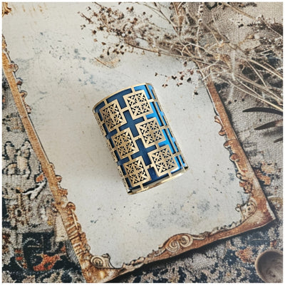 Candle - Laser Cut - Gold - Moroccan Blue