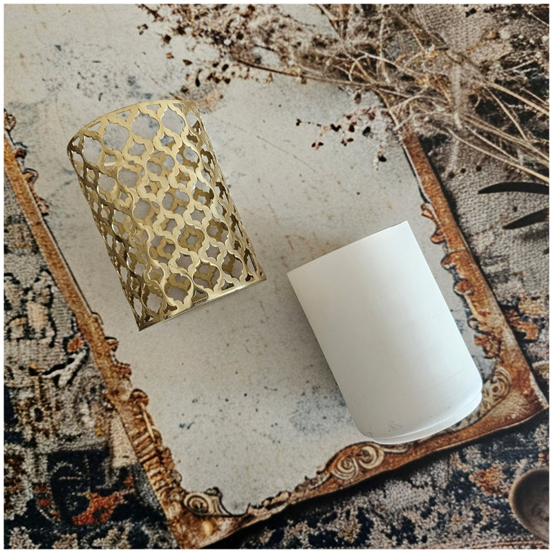 Candle - Laser Cut - Gold - White