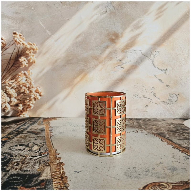 Candle - Laser Cut - Gold - Moroccan Orange