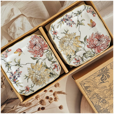 Ceramic - Starter Plates Set of 6 pieces - Square - English Autumn