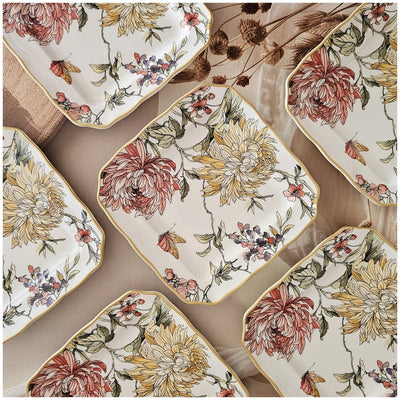 Ceramic - Starter Plates Set of 6 pieces - Square - English Autumn