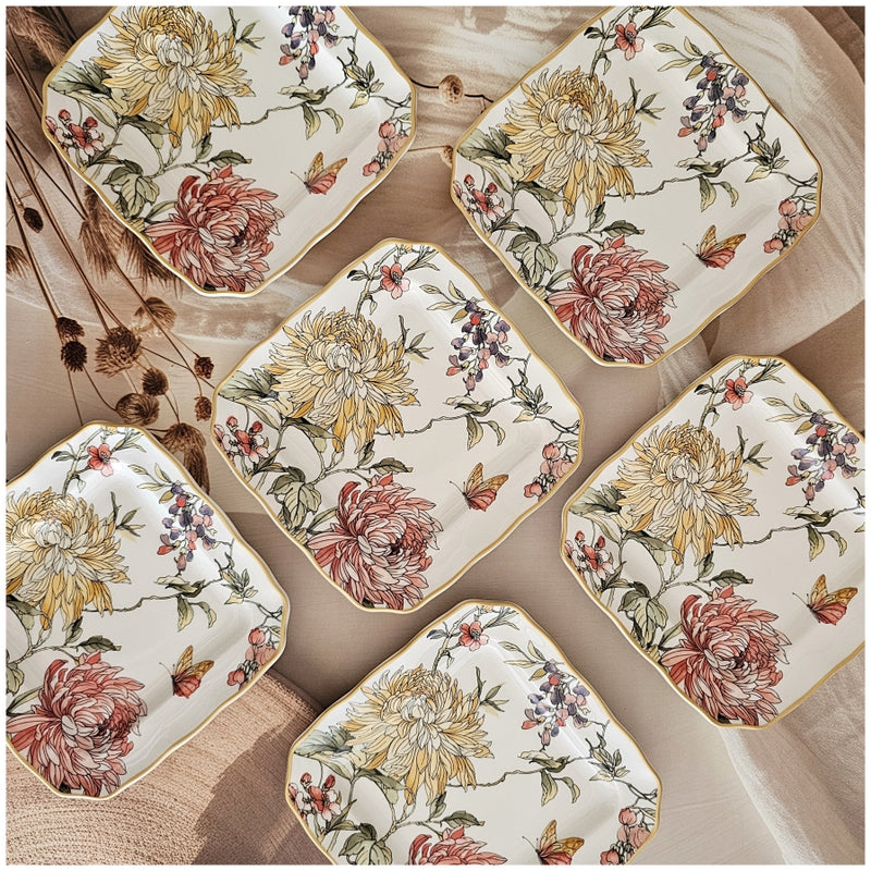 Ceramic - Starter Plates Set of 6 pieces - Square - English Autumn