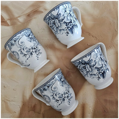 Ceramic - Coffee/Tea Mugs Herringbone (4 Mugs & 2 Bowls) - Bodrum