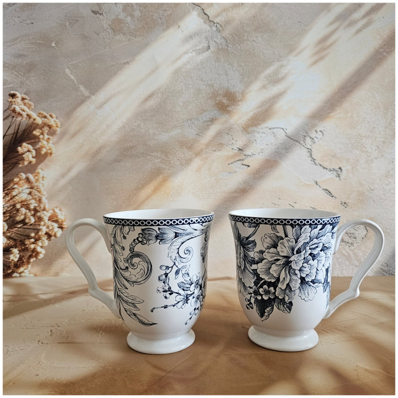 Ceramic - Coffee/Tea Mugs Herringbone (4 Mugs & 2 Bowls) - Bodrum