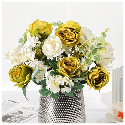 Flowers (Artificial) - Rose Bunch White