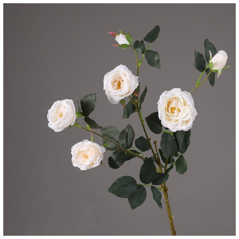 Flowers (Artificial) - Rose Bunch 6 Buds White