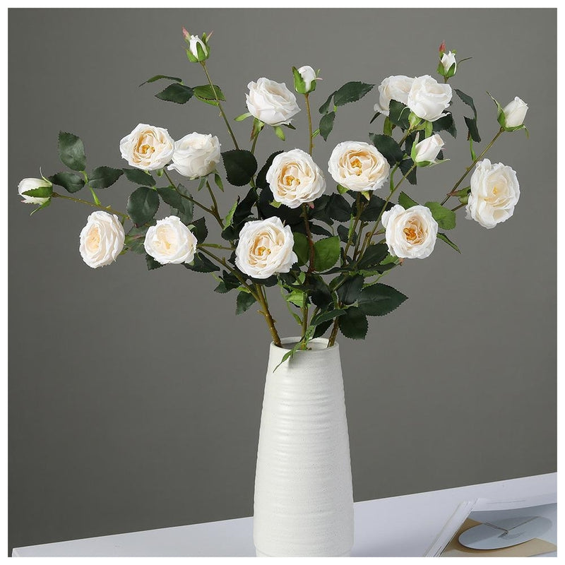 Flowers (Artificial) - Rose Bunch 6 Buds White