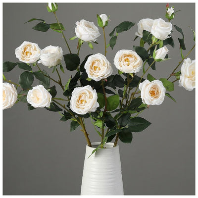 Flowers (Artificial) - Rose Bunch 6 Buds White