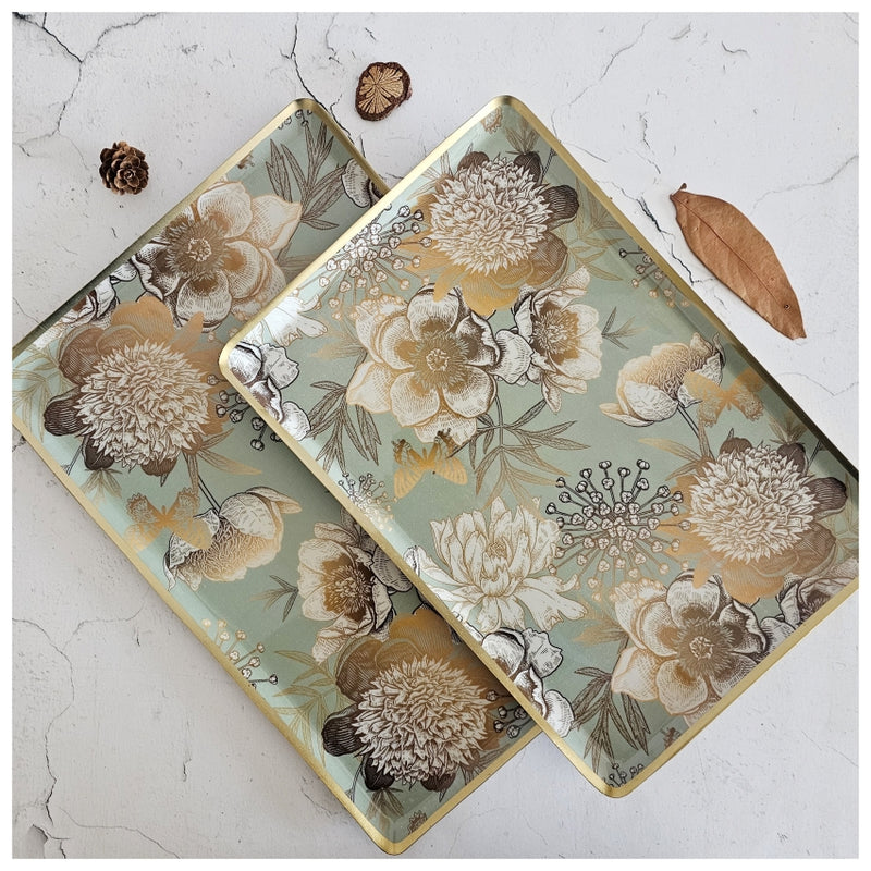 Metal Platter & Tray (Rectangle, Set of 2) - Summer Rain