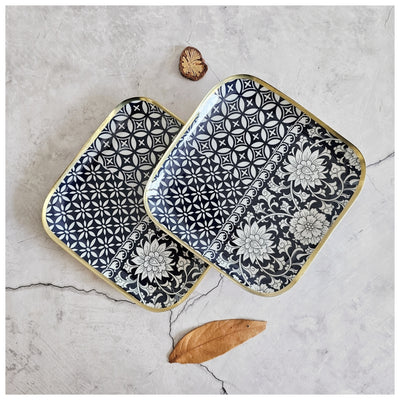 Metal Square Platter Set of 2 - Berlin Blue