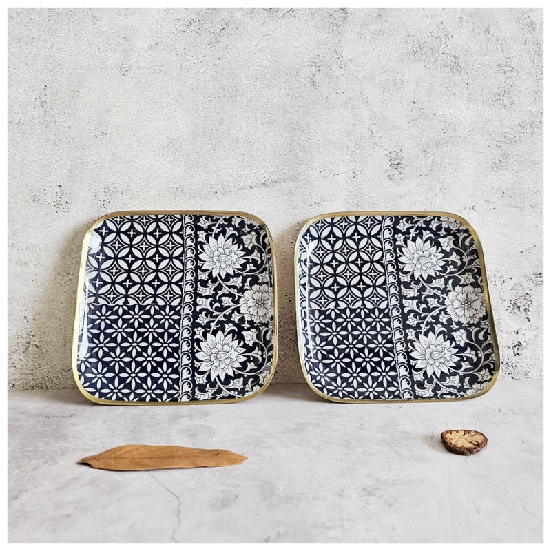 Metal Square Platter Set of 2 - Berlin Blue