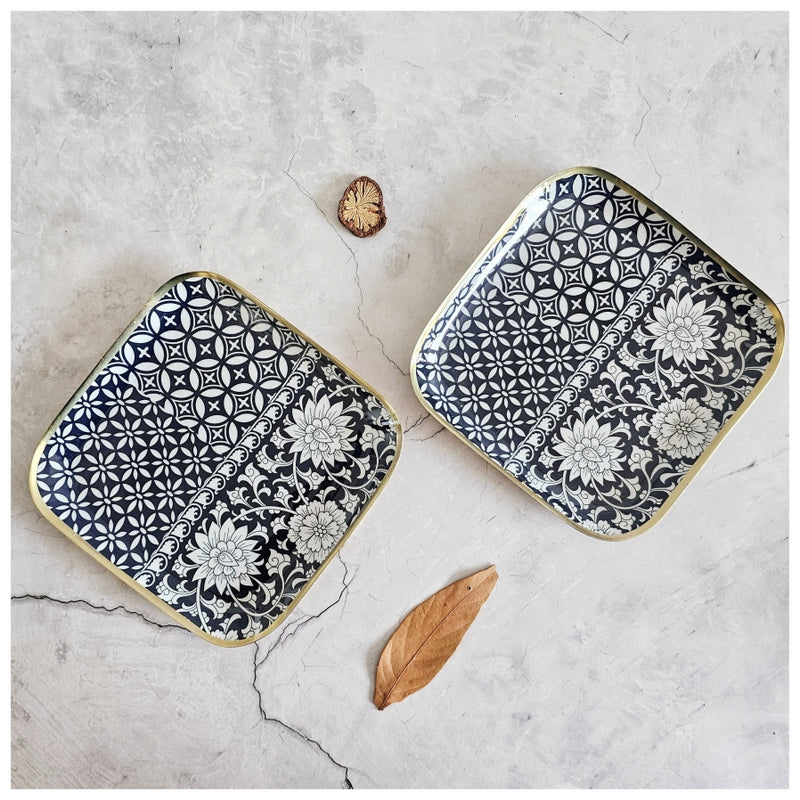 Metal Square Platter Set of 2 - Berlin Blue