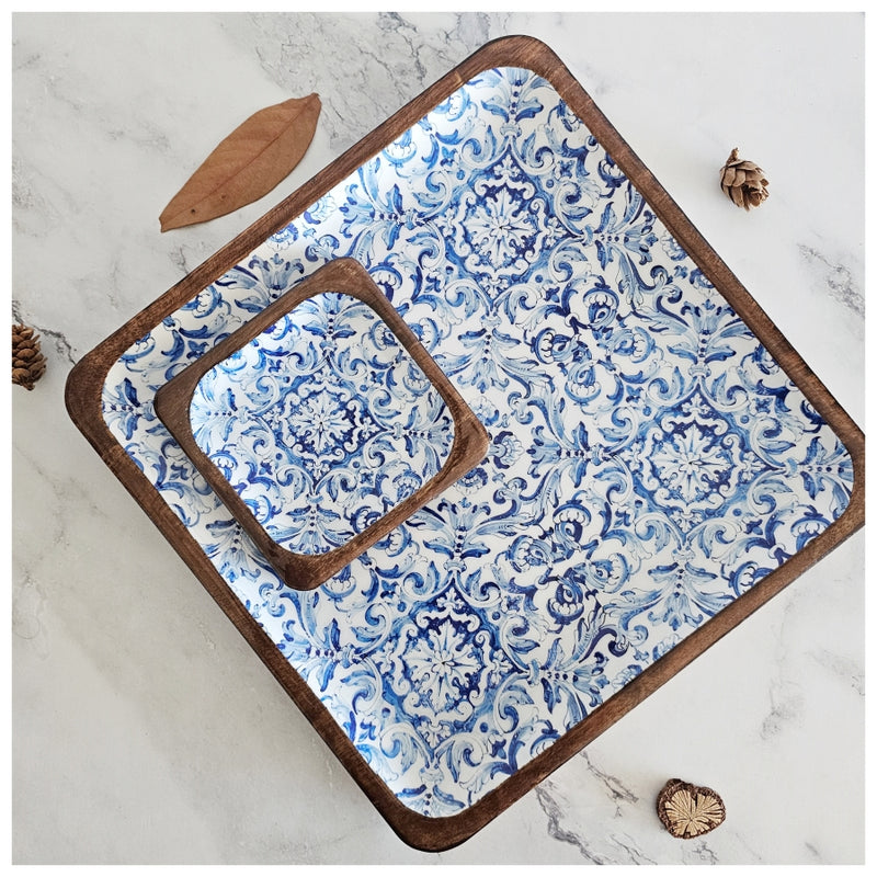 SQUARE PLATTER WITH BOWL - BODRUM