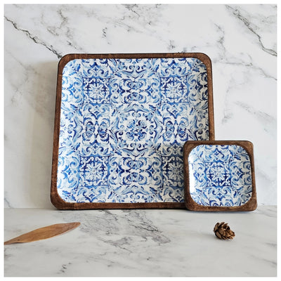 SQUARE PLATTER WITH BOWL - BODRUM