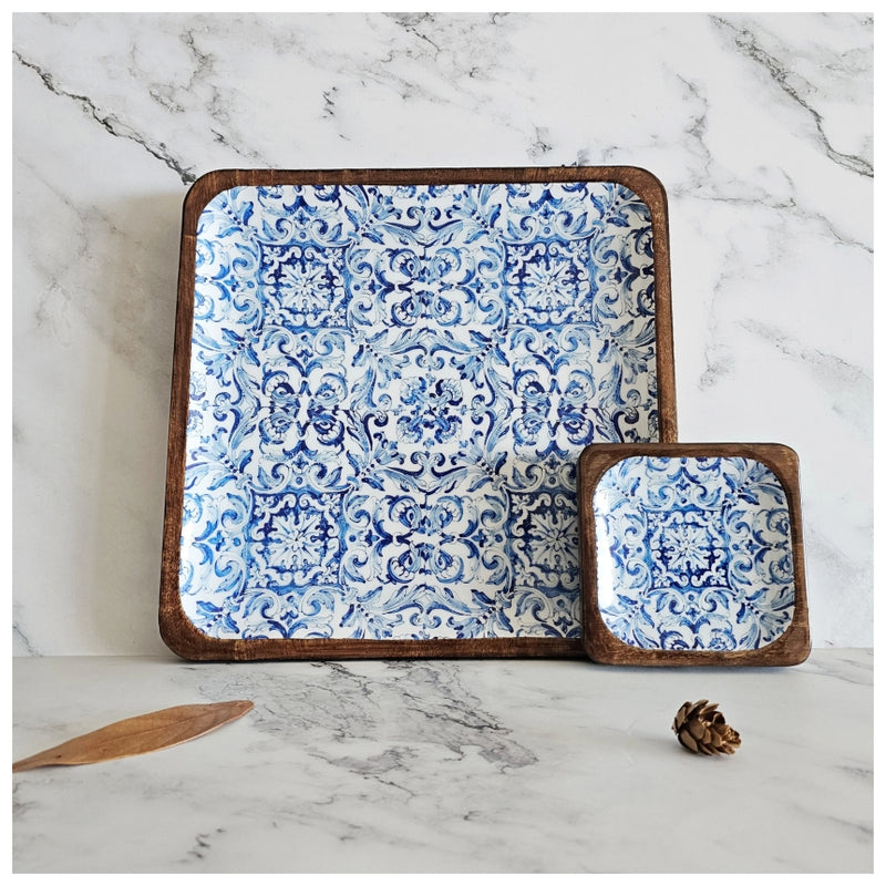 SQUARE PLATTER WITH BOWL - BODRUM