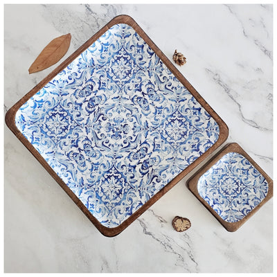 SQUARE PLATTER WITH BOWL - BODRUM