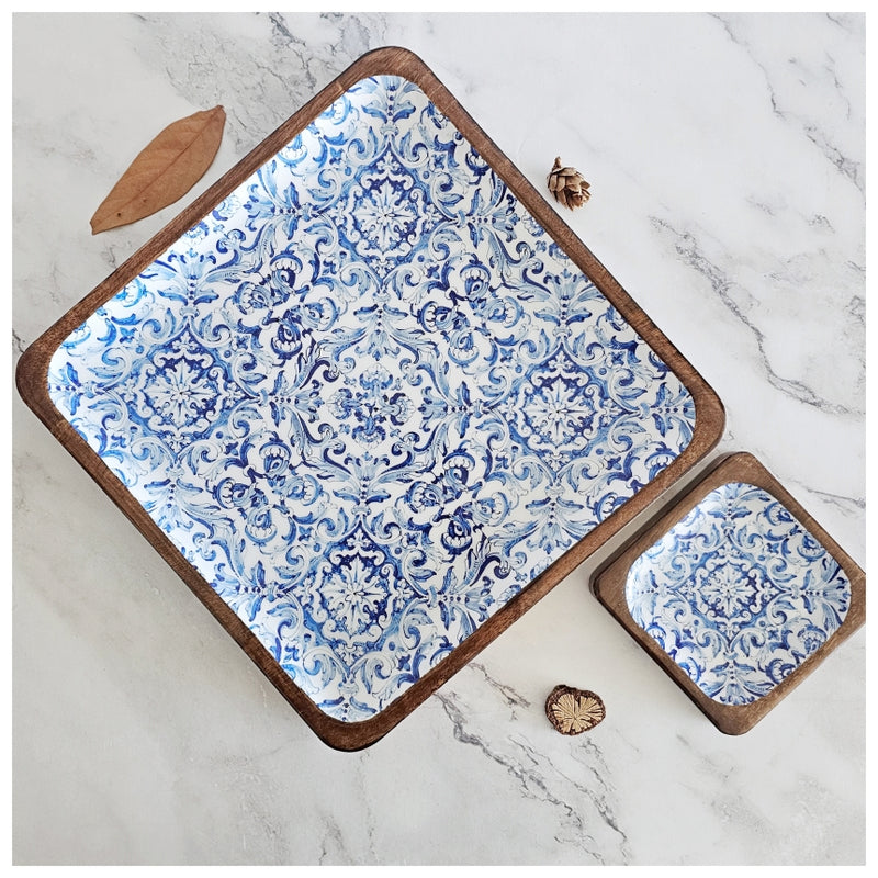 SQUARE PLATTER WITH BOWL - BODRUM