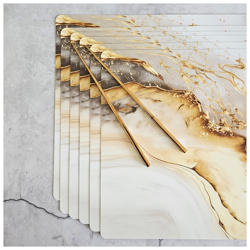 WIPE CLEAN TABLEMATS/PLACEMATS - GOLD WAVE