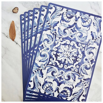 WIPE CLEAN TABLEMATS/PLACEMATS - BODRUM BLUE BORDER