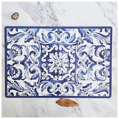 WIPE CLEAN TABLEMATS/PLACEMATS - BODRUM BLUE BORDER