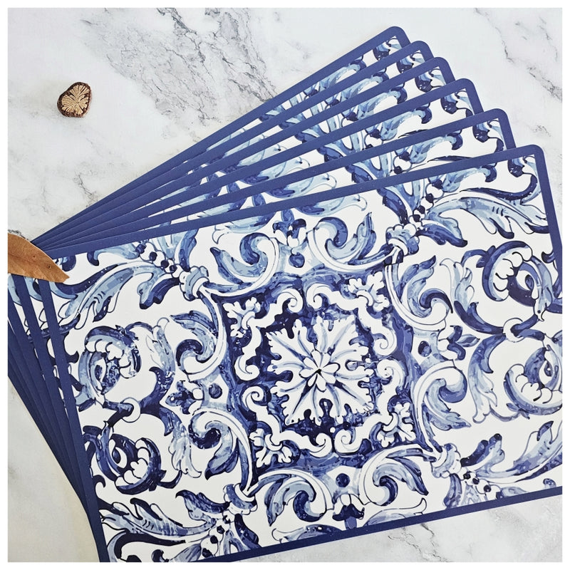 WIPE CLEAN TABLEMATS/PLACEMATS - BODRUM BLUE BORDER