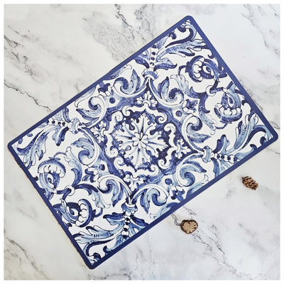 WIPE CLEAN TABLEMATS/PLACEMATS - BODRUM BLUE BORDER