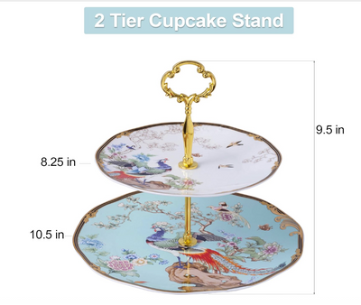 Ceramic - Vintage Floral White - Cake Stand 2 Tier