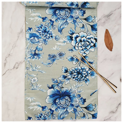 TABLE RUNNER IN DUPON SILK - ENCHANTED FOREST MINT