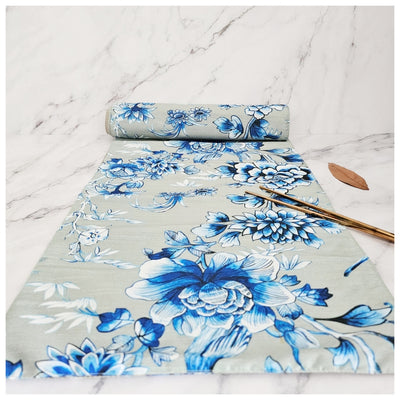 TABLE RUNNER IN DUPON SILK - ENCHANTED FOREST MINT