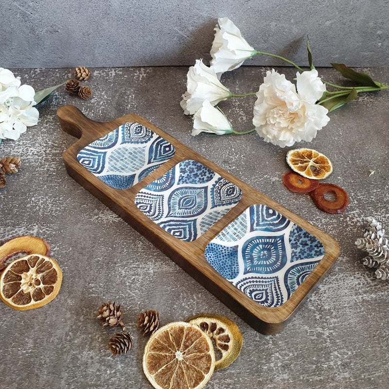 PALM MANDALA COLLECTION 3-PART PADDLE SHAPED PLATTER