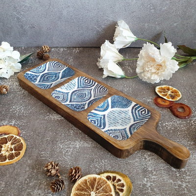 PALM MANDALA COLLECTION 3-PART PADDLE SHAPED PLATTER