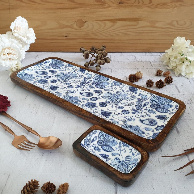 RECTANGLE PLATTER WITH BOWL - WATER LILY