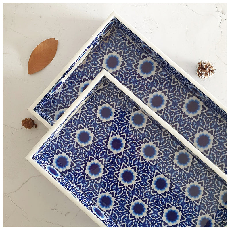 SERVING TRAY - RECTANGLE  - Set of 2 - Shibori